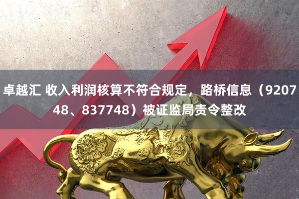 卓越汇 收入利润核算不符合规定，路桥信息（920748、837748）被证监局责令整改