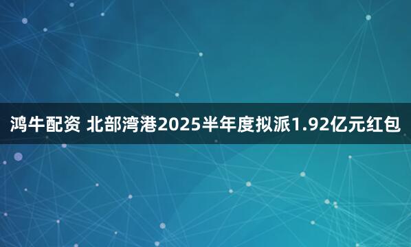 鸿牛配资 北部湾港2025半年度拟派1.92亿元红包